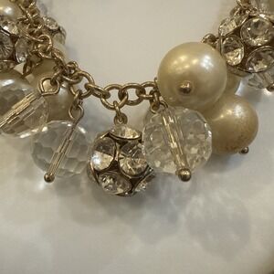 Dana Buchman Gold Tone Faux Crystals & Pearls  19" Statement Fashion Necklace
